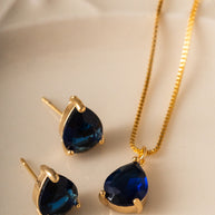 Conjunto gota safiro oro