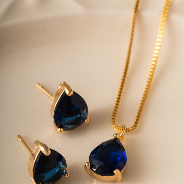 Conjunto gota safiro oro