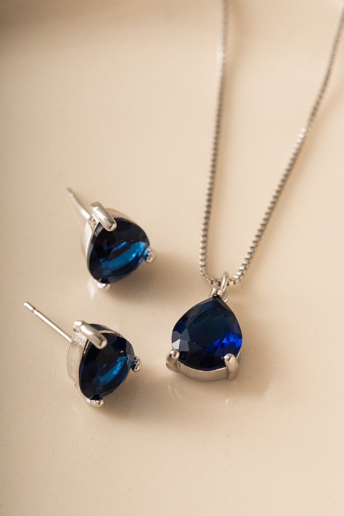 Conjunto gota safiro rodio