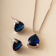 Conjunto gota safiro rodio